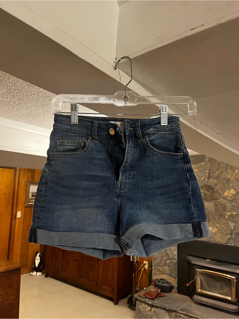 H&M Dark Blue Rolled-Hem Denim Shorts